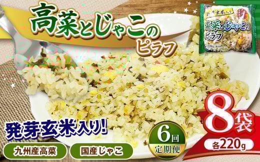 【定期便6回】人気 ピラフ 国産発芽玄米入り 九州産 高菜とじゃこの 栄養価の高いピラフ 220g × 8パック×6回 | 選べる 定期便 6回 焼きめし チャーハン 国産原料 九州産 高菜 便利 食品 インスタント お手頃 調理 オススメ | 真岡市 栃木県 送料無料