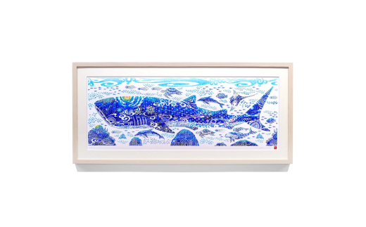 [琉球イラストレーション] 与儀勝之 『青の世界 / Blue World』 額装Sサイズ インテリア 雑貨 アート おしゃれ おすすめ 沖縄市 / yogima office [BCAI014]
