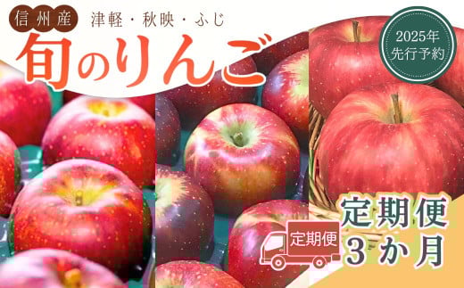 【2025年先行予約】【定期便3回】 りんご 秋映(長野県オリジナル品種)・つがる・ふじ旬 各約2kg りんご定期便 林檎 食べ比べ 長野県 千曲市 信州 2045382 - 長野県千曲市