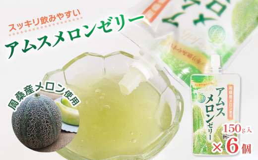 飲むアムスメロンゼリー （パウチタイプ） 150g×6個　周桑産メロン使用　スイーツ フルーツ 果物 ゼリー 周ちゃん広場 JA周桑