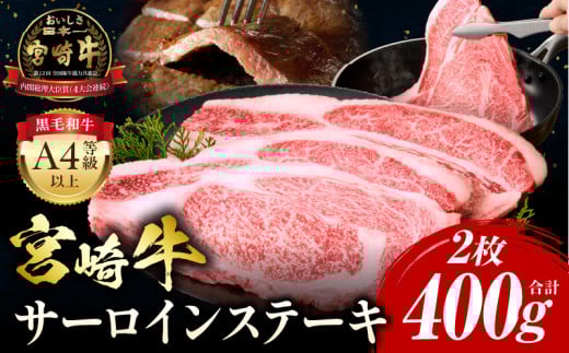 【2025年8月発送】宮崎牛 サーロインステーキ 2枚 合計400g_M243-006-aug 1306912 - 宮崎県宮崎市