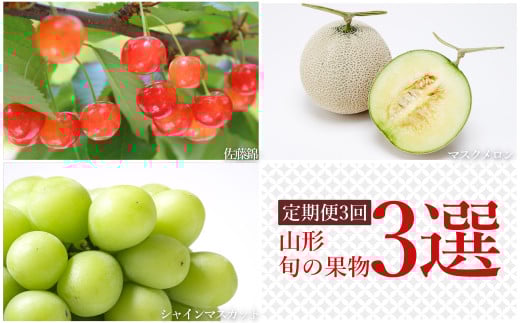 【2025年6月～10月発送】【定期便3回】山形旬の果物3選（佐藤錦/メロン/シャインマスカット）_H236(R7)