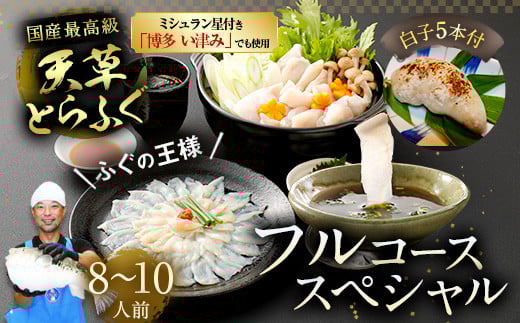 【ミシュラン星付きのプロが愛用】【着日指定不可】【数量限定】【白子付】大皿使用　国産最高級!天草とらふぐフルコーススペシャル（8～10人前） 【2024年12月下旬～2025年3月下旬発送予定】ふぐ刺し ふぐ鍋 フグ ふぐ刺身セット 河豚