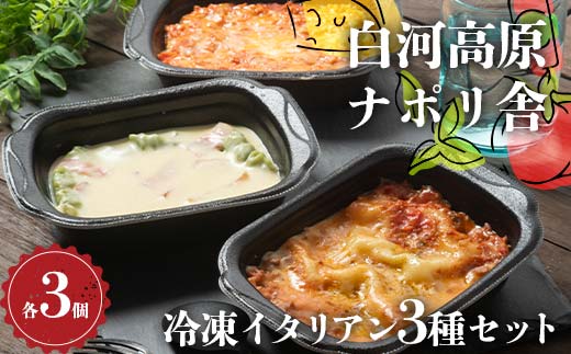 便利で簡単レンジ！美味しい冷凍イタリアン3種セット（各種3個入り） ラザニア グラタン ドリア 冷凍 おかず 冷凍 惣菜 加工品 食品 F24R-097