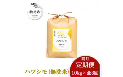 ＜発送月固定定期便＞＜先行予約＞岐阜県産ハツシモ(無洗米)10kg＜隔月定期便＞全3回【4067374】