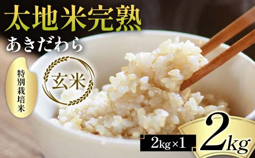 2024年産 特別栽培米 太地米完熟 【あきだわら】 玄米 2kg ブランド米 お米 玄米 人気 F7X-0307