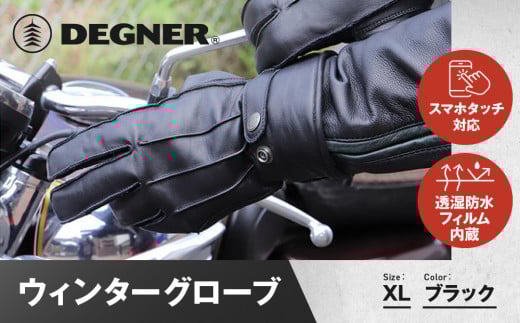 【デグナー】ウィンターグローブ [WG-34]ブラック〈XLサイズ〉［ 京都 八王子 革 手袋 レザー グローブ バイクギア ブランド 大好評 人気 おすすめ 牛革 ツーリング ライダー バイカー バイク パーツ お取り寄せ 送料無料 ふるさと納税 ］ 2035005 - 京都府京都市
