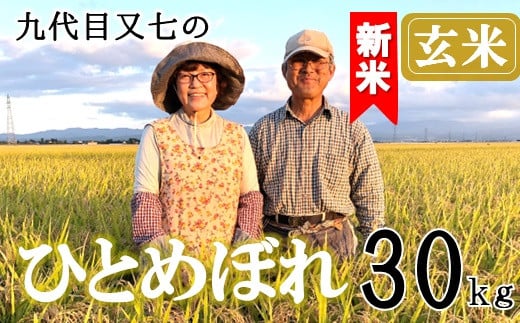 【令和7年産・玄米】九代目又七のひとめぼれ30kg　有機土壌醸成農法※9月下旬頃から順次配送