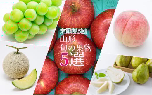 【2025年8月～12月発送】【定期便5回】山形旬の果物5選（メロン/桃/シャインマスカット/ラ・フランス/りんご）_H244(R7)