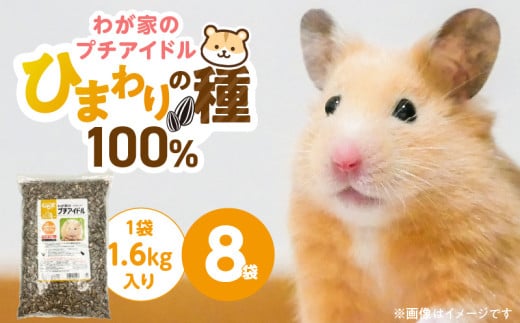 わが家のプチアイドル ひまわりの種 100%（1.6kg×8袋）_ひまわりの種 100% 1.6kg × 8袋 リス ハムスター モルモット ウサギ 小動物 殻付きタイプ カリカリ食感 香ばしい 風味 タンパク質 食物繊維 ビタミン ミネラル おやつ チャック付き 便利 福岡県 久留米市 送料無料_Pf083-02