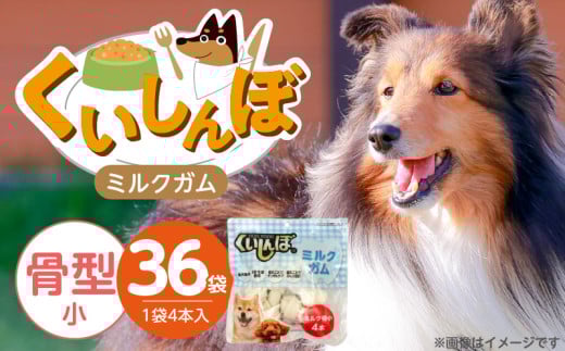 くいしんぼ ミルクガム 骨型（小）4本×36袋_くいしんぼ ミルクガム 36袋 骨型 小 4本 × 36袋 ミルク風味 デンタルガム ストレス解消 天然牛皮使用 ハードタイプ ガム 歯みがき効果 歯周病予防 あごの強化 犬 おやつ 福岡県 久留米市 送料無料_Pf050-02