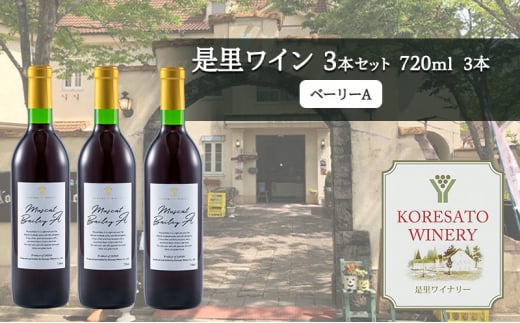 是里 ワイン 果実酒 ベーリーA 720ml 3本 岡山 赤磐市 お酒