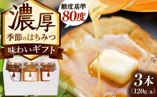 東美濃厳選 季節のはちみつ 味わいギフト 120g×3本 瑞浪市 / 堀養蜂園 おまかせ 蜂蜜 国産 [AZCF002] 833427 - 岐阜県瑞浪市