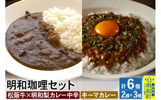明和珈哩 天国のキーマカレー 3個＜180g×3個＞＆明和珈哩 中辛 3個＜200g×3個＞ 計6個 高級豚肉 レトルト スパイシー ポーク ビーフ