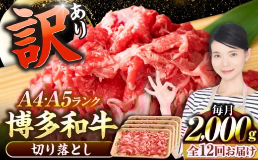 【全12回定期便】【訳あり】【A4〜A5ランク】博多和牛  切り落とし 2.0kg（500g×４個） 《豊前市》【株式会社木村食品】 国産 カレー 肉じゃが [VDZ151]