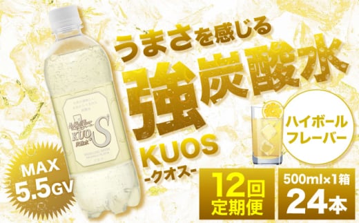 【全12回定期便】強炭酸水クオス ハイボールフレーバー 500ml×24本 日田市 / 株式会社OTOGINO [AREF169]