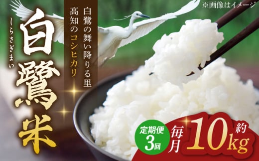 【3回定期便】 農薬節減！ 白鷺米 コシヒカリ 約10kg / 高知 米 お米 精米 　【津ノ宮農園】 [ATBV014]
