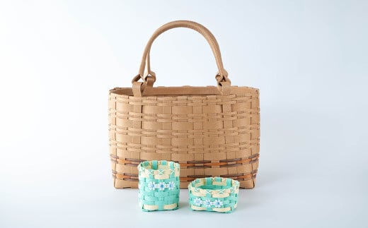 カゴバッグセット【モカ茶】 小物入れ2点付き クラフト素材 手作り かごバッグ 3点セット 【登米市中央障害者地域活動支援センター】tm141-B 1247358 - 宮城県登米市