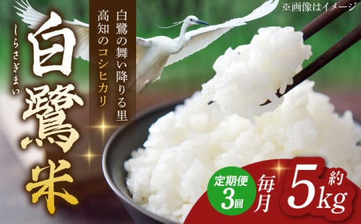 【3回定期便】 農薬節減！ 白鷺米 コシヒカリ 約5kg / 高知 米 お米 精米 　【津ノ宮農園】 [ATBV012]