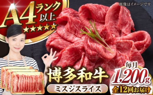 【全12回定期便】【A4〜A5ランク】博多和牛  ミスジスライス 1.2kg（400g×３） 《豊前市》【株式会社木村食品】 希少部位 しゃぶしゃぶ みすじ [VDZ143]