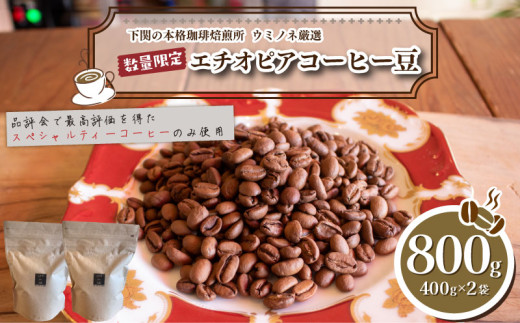 【深煎り】 訳あり コーヒー豆 800g ( 400g × 2袋 )  数量限定 エチオピア 珈琲 自家焙煎 下関 山口 