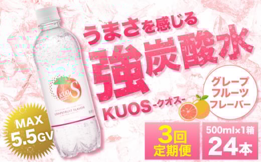 [全3回定期便]強炭酸水クオス グレープフルーツフレーバー 500ml×24本 日田市 / 株式会社OTOGINO [AREF158]