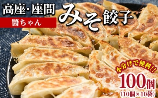 高座・座間みそ餃子（醬ちゃん）100個（10個×10袋） ｜ ぎょうざ ギョウザ 味噌 おつまみ おかず 惣菜 簡単調理 中華 グルメ お取り寄せ 冷凍 小分け 2035857 - 神奈川県座間市
