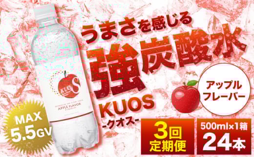 【全3回定期便】強炭酸水クオス アップルフレーバー 500ml×24本 日田市 / 株式会社OTOGINO [AREF170]