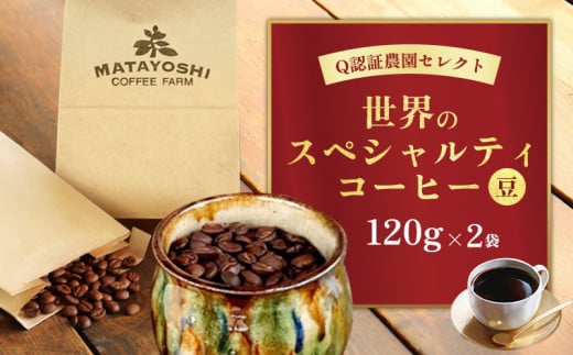 又吉コーヒー園セレクト【世界のスペシャルティコーヒー】（豆のまま）120g×2袋 スペシャルティ スペシャリティ コーヒー 高品質 自家焙煎 厳選 豆 粉 希少 焙煎 上級 最高級 珈琲 coffee 香り 風味 品質管理 品質基準 沖縄 東村 808071 - 沖縄県東村