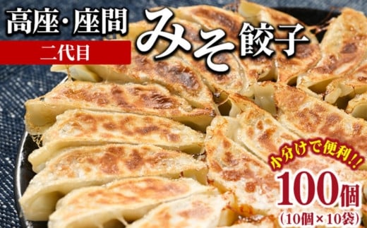 高座・座間みそ餃子（二代目）100個（10個×10袋）｜ ぎょうざ ギョウザ 味噌 おつまみ おかず 惣菜 簡単調理 中華 グルメ お取り寄せ 冷凍 小分け 2035855 - 神奈川県座間市