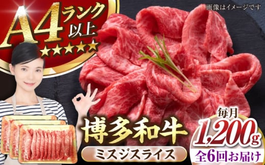 【全6回定期便】【A4〜A5ランク】博多和牛  ミスジスライス 1.2kg（400g×３） 《豊前市》【株式会社木村食品】 希少部位 しゃぶしゃぶ みすじ [VDZ142]