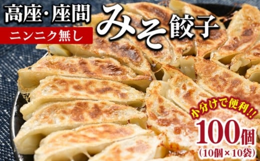 高座・座間みそ餃子（ニンニク無し）100個（10個×10袋）｜ ぎょうざ ギョウザ 味噌 おつまみ おかず 惣菜 簡単調理 中華 グルメ お取り寄せ 冷凍 小分け 2035853 - 神奈川県座間市