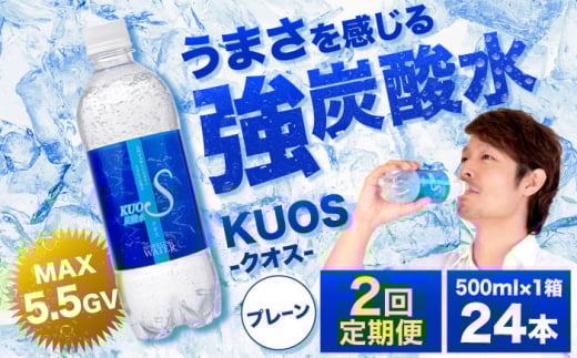 [全2回定期便]強炭酸水クオス プレーン 500ml×24本 炭酸水 たんさんすい 水 飲料水 みず 定期便 単品 日田市 / 株式会社OTOGINO [AREF090]