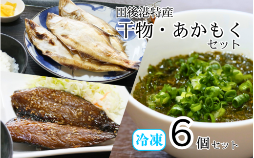 田後漁港特産 干物・あかもく 6個セット 【24036】鳥取 岩美 日本海 ひもの 海藻 アカモク さばみりん かれい 詰合せ セット 1906083 - 鳥取県岩美町