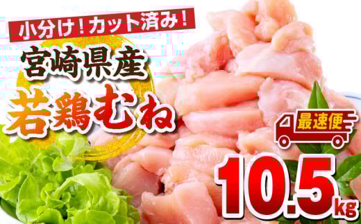 【最速便】宮崎県産若鶏 むね肉 10.5kg（250g×42パック）_M146-009_04-2W