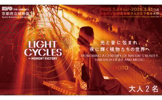 【～2026年3月16日受付】 京都府立植物園 LIGHT CYCLES KYOTO 前売券 大人2枚 チケット イルミネーション プロジェクションマッピング ライトアップ 夜 幻想的 デート イベント 家族 大人 観光 旅行 体験 遊び 関西 京都 植物園 夏休み クリスマス 人気 おすすめ 京都府 ふるさと納税