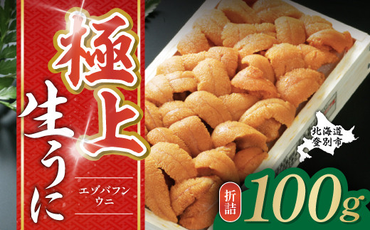 極上 エゾバフンウニ 折詰 100g 配送期間C:1月下旬〜3月下旬迄 | うに 高級 ウニ 雲丹 生ウニ エゾバフンウニ折詰 北海道 登別 人気 送料無料