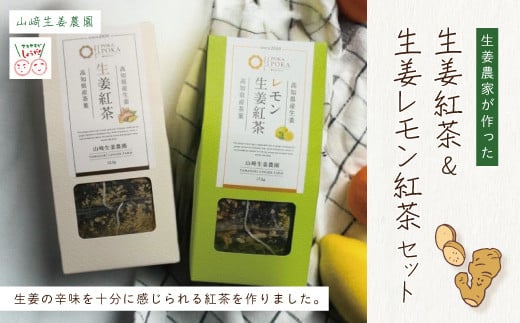 【 山﨑生姜農園 】 生姜農家 が作った 生姜紅茶 ＆ 生姜レモン紅茶 セット ティーパック 茶葉 お茶 紅茶 生姜 しょうが ショウガ ジンジャー レモン れもん おいしい ドリンク 飲料 高知県 高知 四万十市 四万十 しまんと 25-329 1067582 - 高知県四万十市