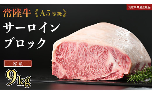 【 常陸牛 】 A5等級 サーロイン ブロック 選べる容量 9kg (茨城県共通返礼品) 国産 ステーキ 焼き肉 ブロック肉 牛肉 やきにく ヒタチギュウ ひたちぎゅう ブランド牛肉 ブランド牛 国産牛 黒毛和牛 和牛 国産黒毛和牛 お肉 A5ランク