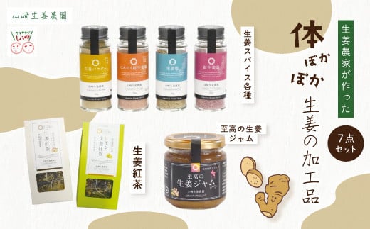 【ふるさと納税】 山崎生姜農園 生姜農家 が作った 体ぽかぽか 生姜の加工品 7点 セット ジャム 調味料 スパイス ティーパック 茶葉 お茶 紅茶 生姜 しょうが ショウガ ジンジャー おいしい ドリンク 飲料 加工品 高知県 高知 四万十市 四万十 しまんと 送料無料 25-327 1067584 - 高知県四万十市