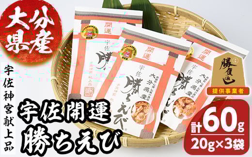 宇佐 開運 勝ちえび セット(計60g・20g×3袋) 宇佐 えび 赤えび エビ 干物 トッピング おやつ おつまみ 勝負めし 【101900400】【上野水産】
