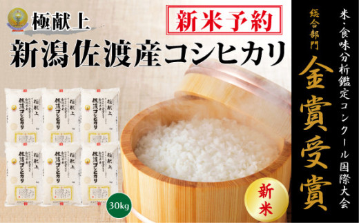 【新米・先行予約】30kg 新潟県佐渡産コシヒカリ30kg(5kg×6) 934378 - 新潟県佐渡市