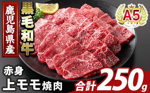 K-483-A 鹿児島県産A5等級黒毛和牛赤身上モモ焼肉(計250g)【ふるさと産直バザール】霧島市 牛肉 国産 鹿児島県産 モモ 焼肉 肉 精肉