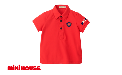 ミキハウス エンブレム半袖ポロシャツ 赤-120cm(10-5510-495) [ ミキハウス mikihouse 子供服 子ども服 半袖ポロシャツ 赤 紺 上品 柔らかい 丈夫 長持ち シンプル ギフト お祝い プレゼント キッズ 親子コーデ 国産 日本製 安心 安全 ]