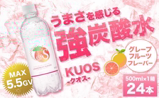 [単品]強炭酸水クオス グレープフルーツフレーバー 500ml×24本 日田市 / 株式会社OTOGINO [AREF010]