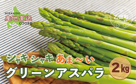 ＜北海道産 夏採れグリーンアスパラ 2㎏＞シャッキリみずみずしい味わい！！ 北海道 北海道産 国産 産地直送 乙部町 旬 新鮮 農家直送 あすぱら アスパラガス 野菜 冷蔵配送 L以上 お取り寄せ 送料無料 965768 - 北海道乙部町
