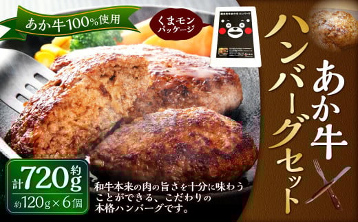 くまモン あか牛ハンバーグセット（あか牛ハンバーグ120g×6個）合計720g 和牛 国産 九州産 惣菜 冷凍 熊本県 湯前町