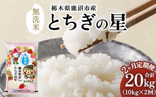 【先行予約】【定期便2ヶ月】令和7年産 栃木県鹿沼市産 とちぎの星 無洗米 10kg（5kg×2袋） | 水稲うるち精米 単一原料米 お米  特A 大粒 ※沖縄・離島への配送不可 ※2025年10月上旬頃より順次発送予定