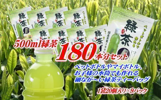 緑茶 ティーバッグ 500ml × 180本分 お茶 茶 ペットボトル 水筒 使用可 細長い アイディア ティーパック 特産品 産地直送 日常 日用品 便利 お手軽 簡単 お茶のミズイ園 静岡県 牧之原市 732725 - 静岡県牧之原市