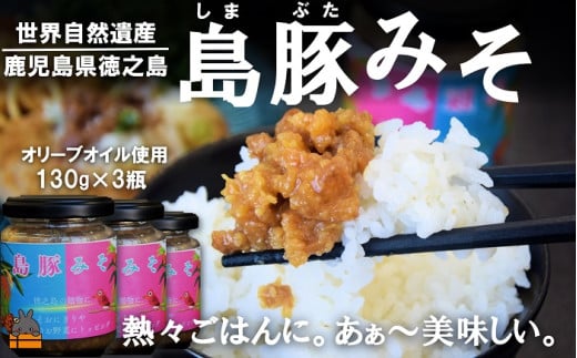 2364 熱々ごはんに。あぁ～美味しい。徳之島の島豚みそ（3個） ( 豚 豚肉 味噌 豚味噌 ぶた味噌 ぶたみそ 生姜 オリーブオイル 米 ご飯 ご飯のお供 おにぎり 加工品 お惣菜 徳之島 奄美 鹿児島 プリマドンナ奄美)
